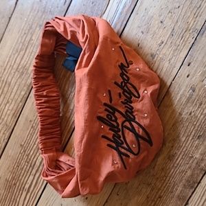 Harley Davidson Woman's Headband Embroidered Rinestones Elastic Back